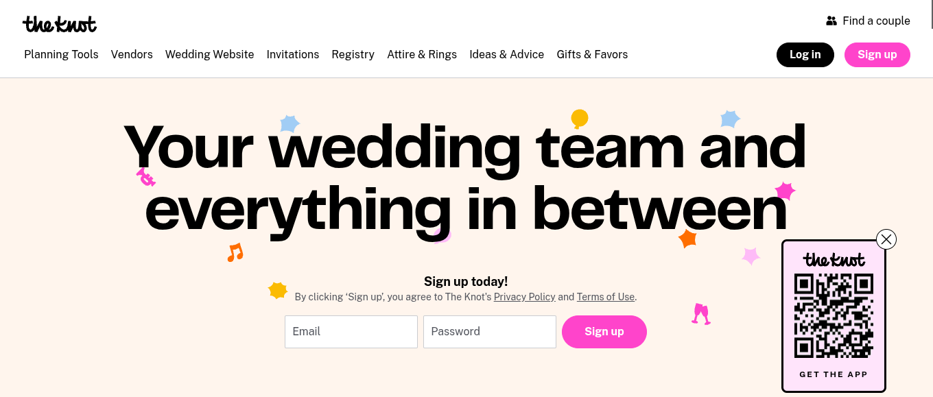 The Knot wedding website and RSVP tracking for global guest coordination