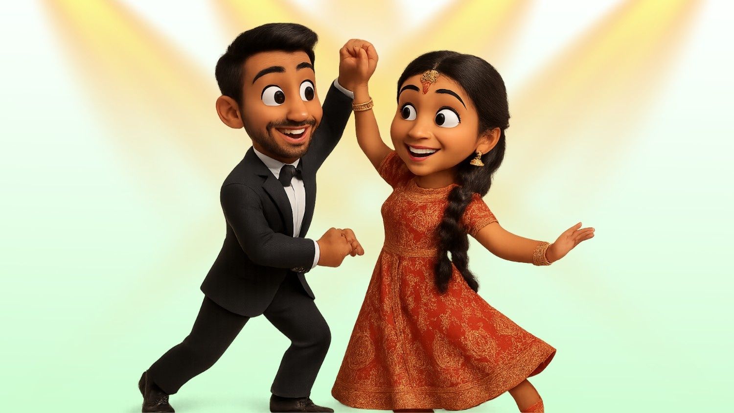 Happy couple enjoying their stress-free Indian wedding reception celebration and last dance