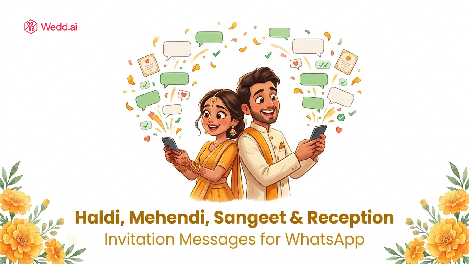 Haldi, Mehendi, Sangeet & Reception Invitation Messages for WhatsApp