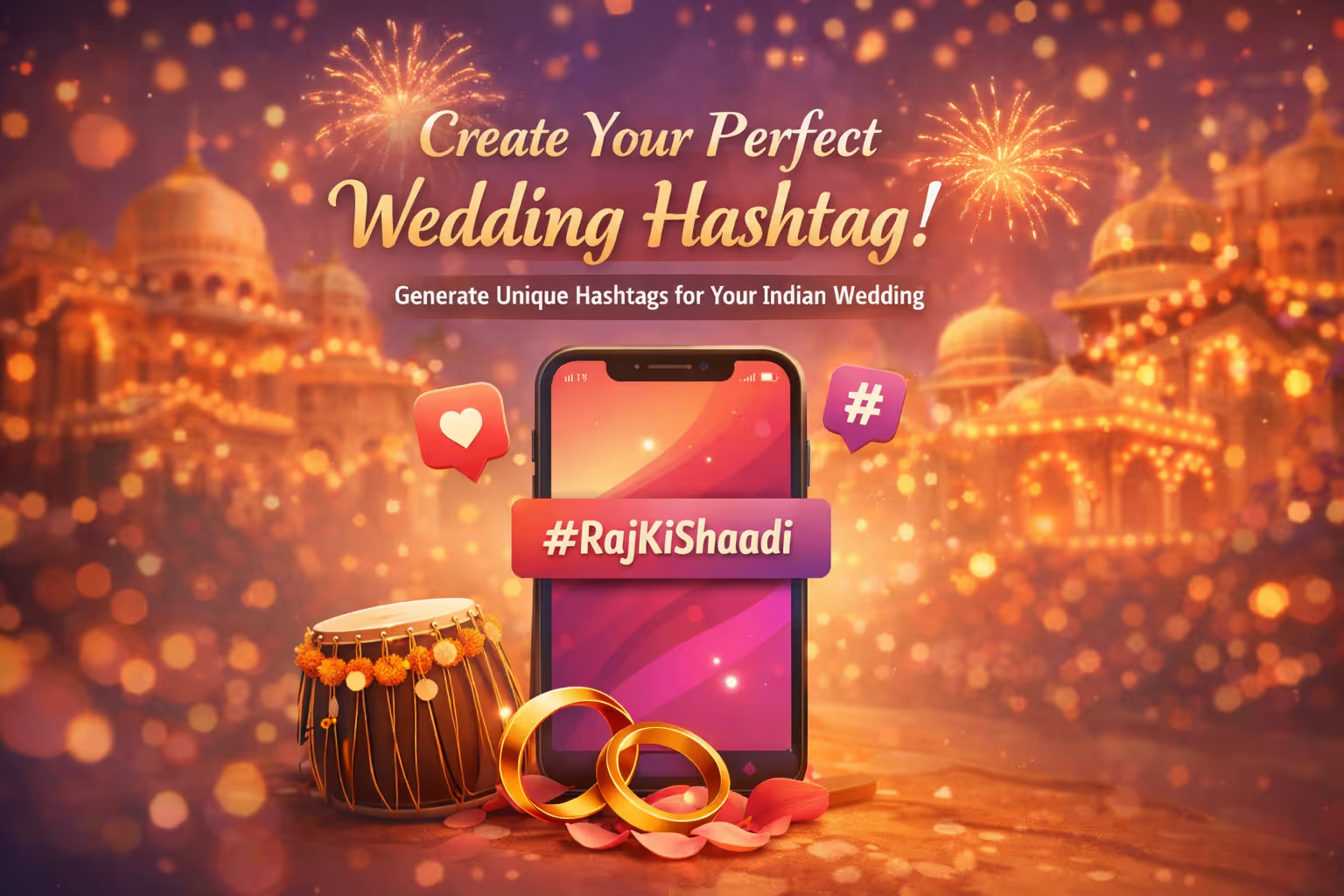 AI Wedding Hashtag Generator hero illustration