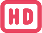 Red HD icon with rounded rectangle border.