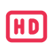 Red HD icon with rounded rectangle border.