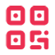 Stylized red QR code with rounded square corners.