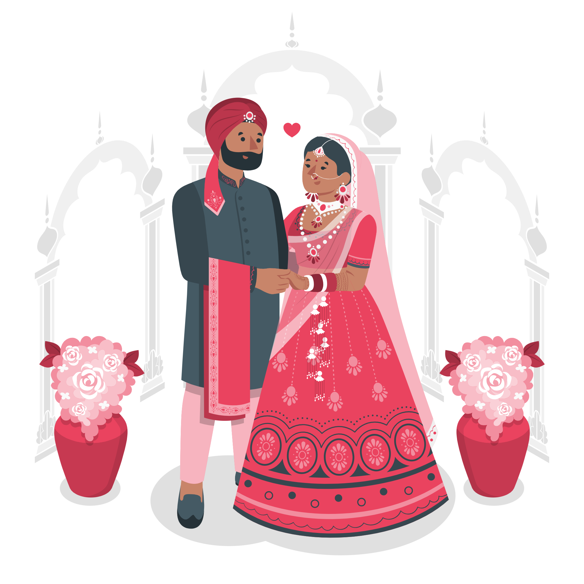 Illustration of an Indian wedding couple