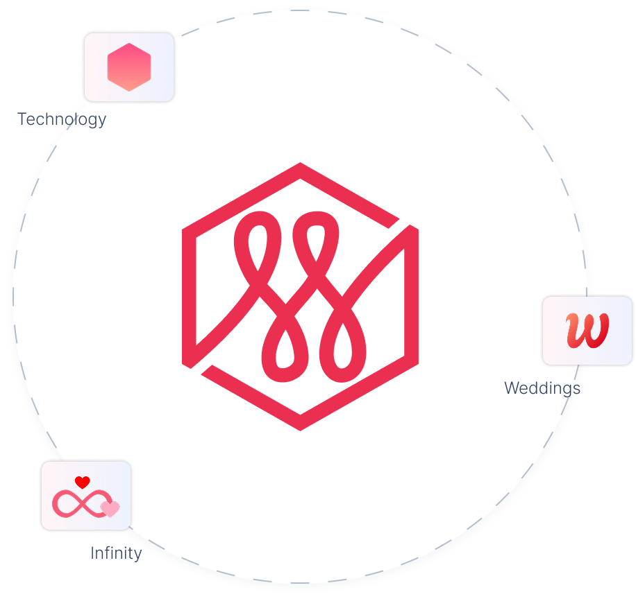 Wedd.ai logo surrounded by the elements that make it in a circle