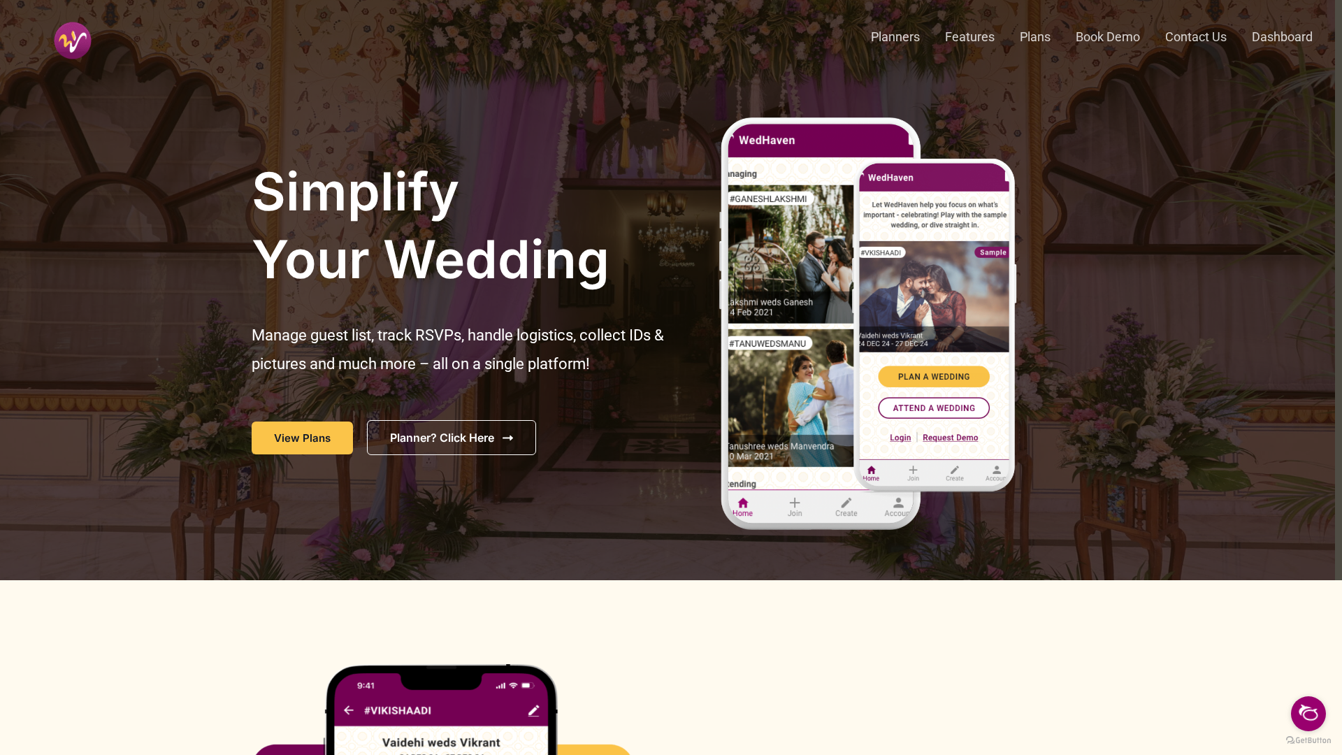 WedHaven wedding management app for RSVPs and guest logistics