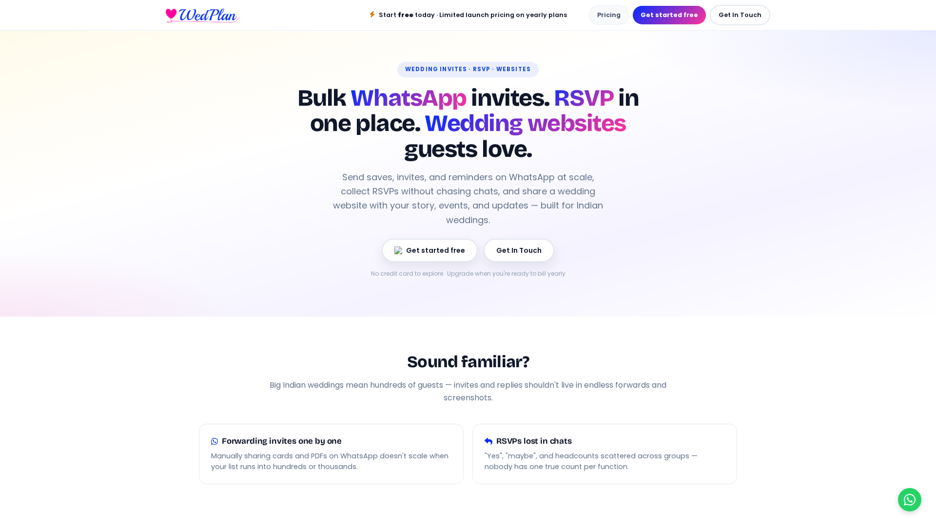 WedPlan.in wedding RSVP app and bulk WhatsApp invite platform